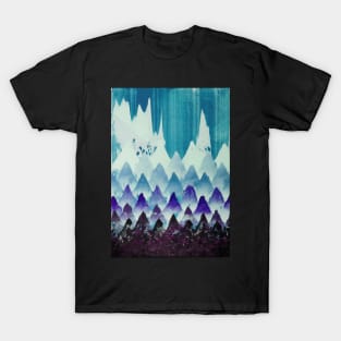 Oil painting abstract  pine forest and mountain BLUE style T-Shirt